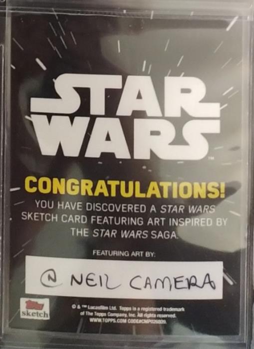 Rose Star Wars Last Jedi Sketch Card Neil Camera Topps 1/1