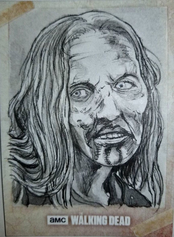 Zombie #2 The Walking Dead Road to Alexandria Sketch Card Neil Camera Topps 1/1