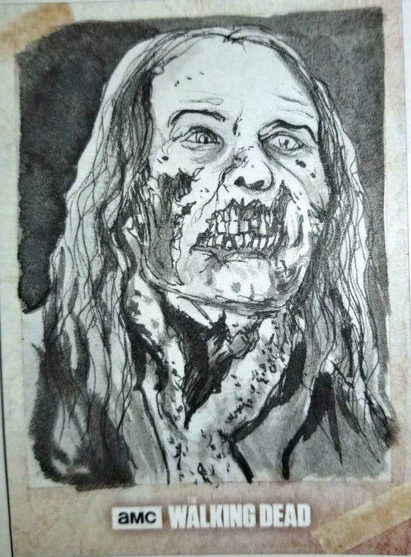 Zombie #1 The Walking Dead Road to Alexandria Sketch Card Neil Camera Topps 1/1