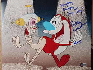 Ren & Stimpy 11x14 Photo Signed Billy West w/ Happy Happy Joy Joy Beckett COA