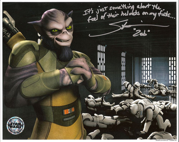 Steve Blum (Zeb Orellios) Signed Star Wars Rebels 8x10 Photo Inscribed Quote COA