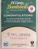 Hawkgirl DC Bombshells Series 3 AP Sketch Card Neil Camera Cryptozoic 1/1