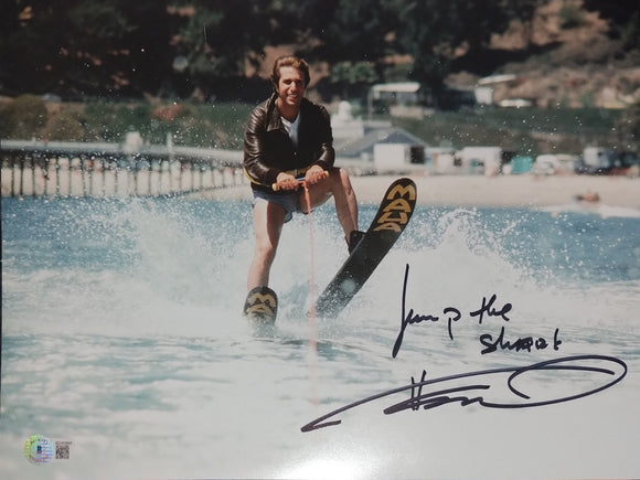 Henry Winkler Signed 11x14 Photo w/ Jump the Shark Happy Days Autograph Beckett
