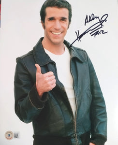 Henry Winkler Signed Fonzie 8x10 Photo  w/ Aaay Happy Days Autograph Beckett COA